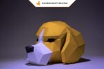 Papercraft Beagle dog mask in 3D origami