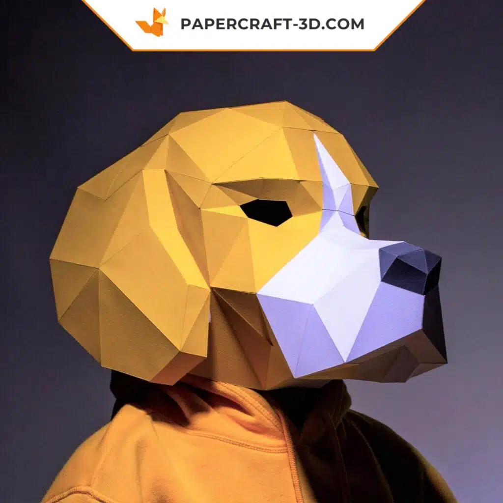 3D Origami Beagle Dog Mask Papercraft