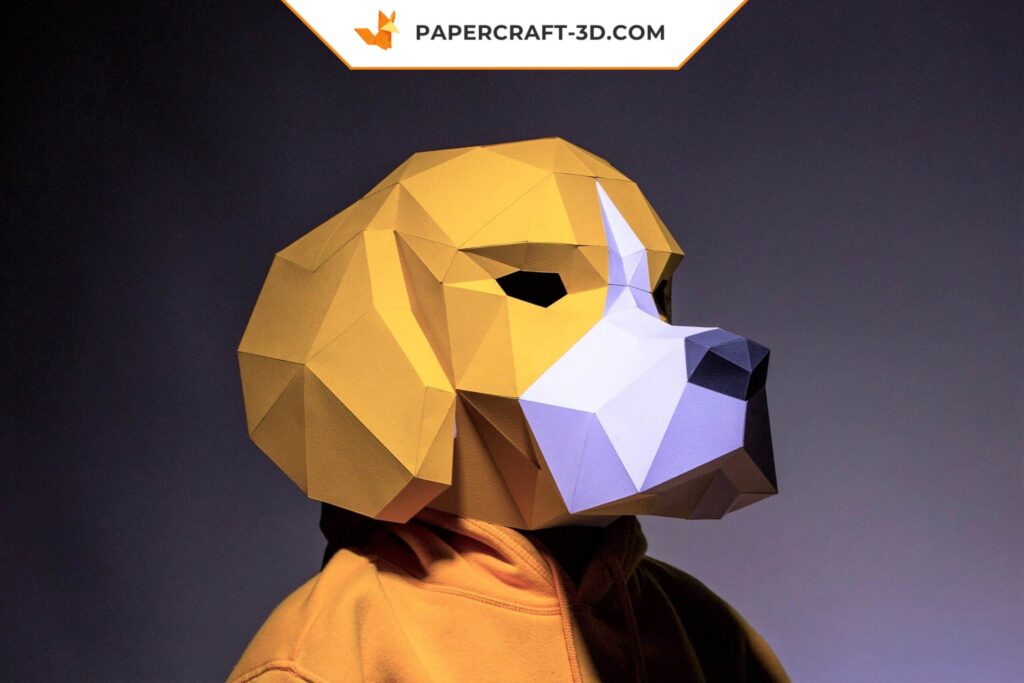 Papercraft di maschera di cane Beagle in origami 3D