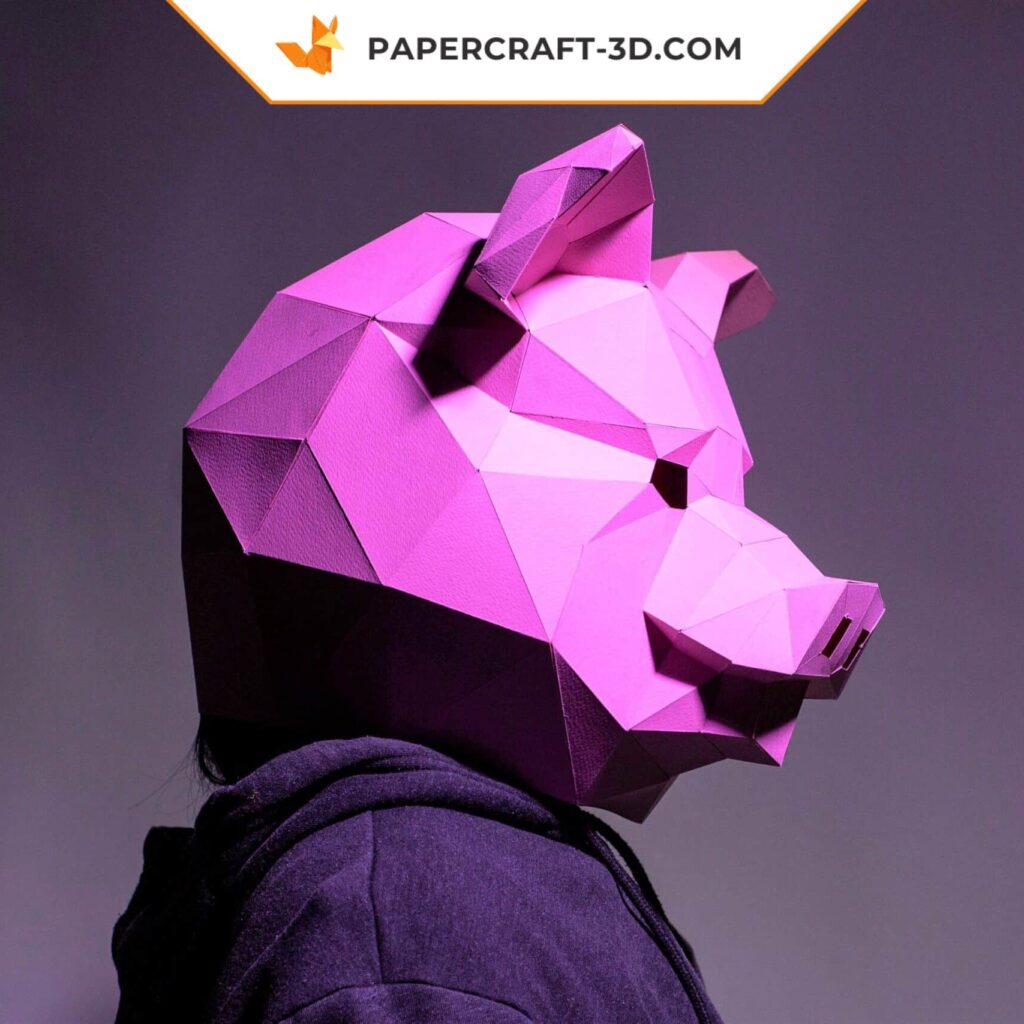 Papercraft pig mask in origami