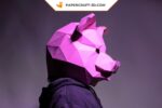 Papercraft pig mask in origami