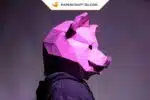 Masque de cochon en papier 3D, modèle Papercraft origami à télécharger en PDF, weergave 2