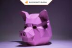 Papercraft pig mask in origami