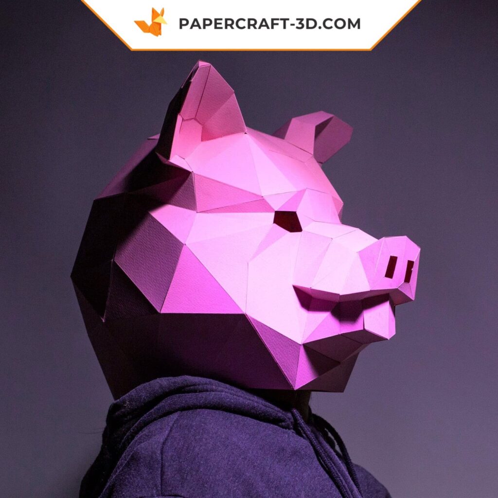 Papercraft pig mask in origami Papercraft pig mask in origami