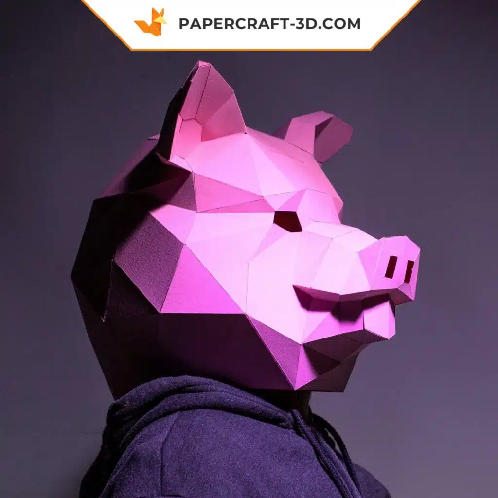 Papercraft máscara de porco em origami