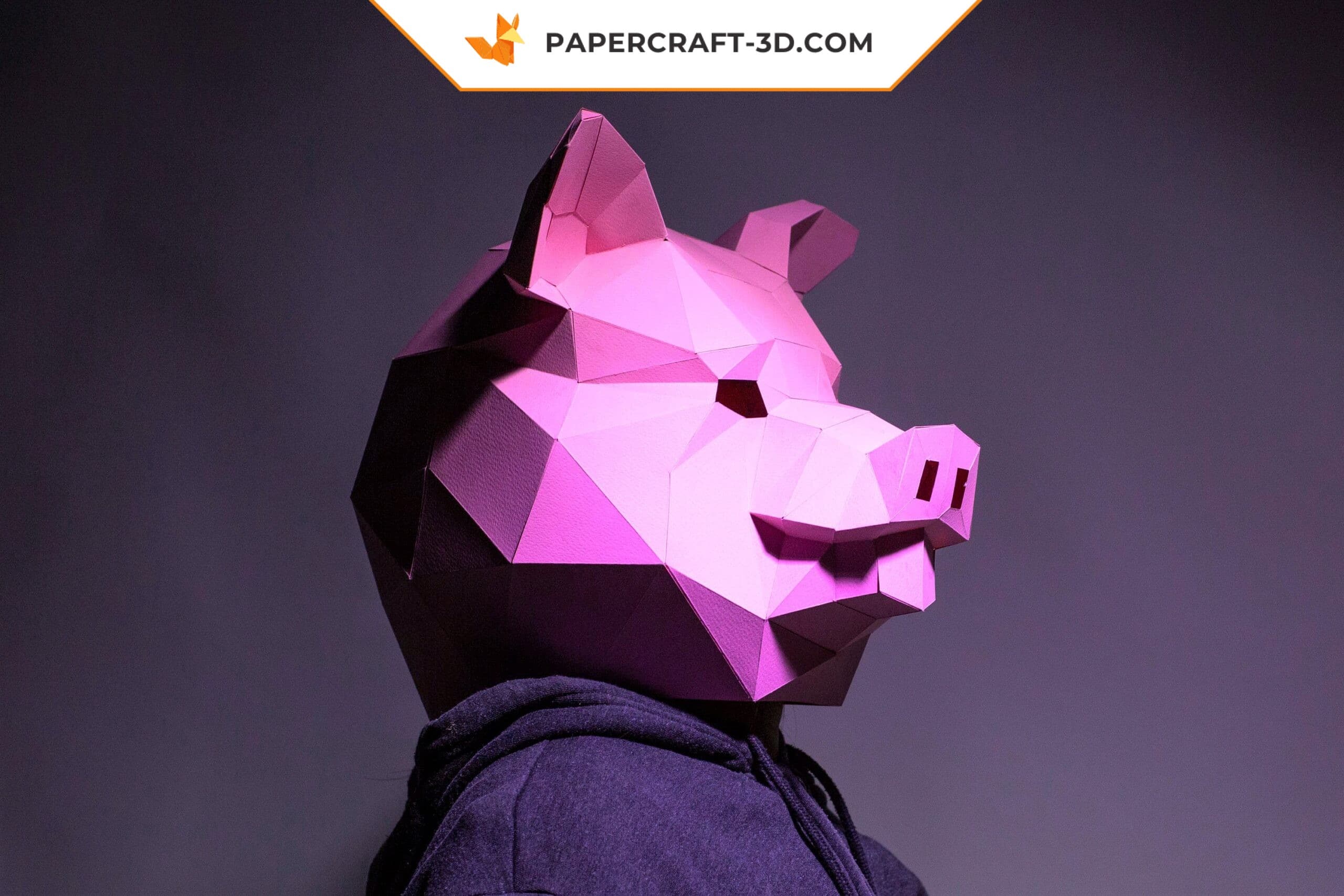 Papercraft pig mask in origami Papercraft pig mask in origami