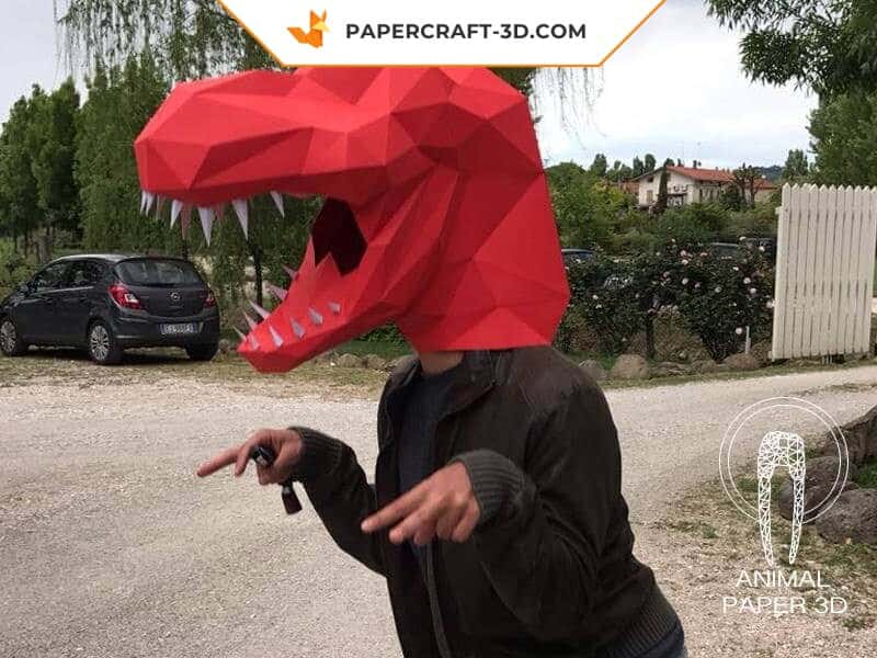Papercraft T-Rex mask in origami