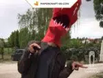 Papercraft maschera T‑Rex in origami, vista 5