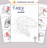 Papercraft T-Rex mask in origami