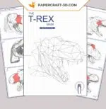 Papercraft maschera T‑Rex in origami, vista 6