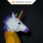 Papercraft de masque licorne en origami 3D