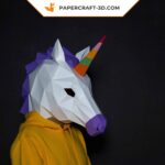 Papercraft de masque licorne en origami 3D