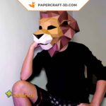 Papercraft origami lion mask