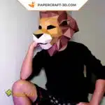 Masque de lion en papier 3D à faire soi-même : Papercraft origami, weergave 6