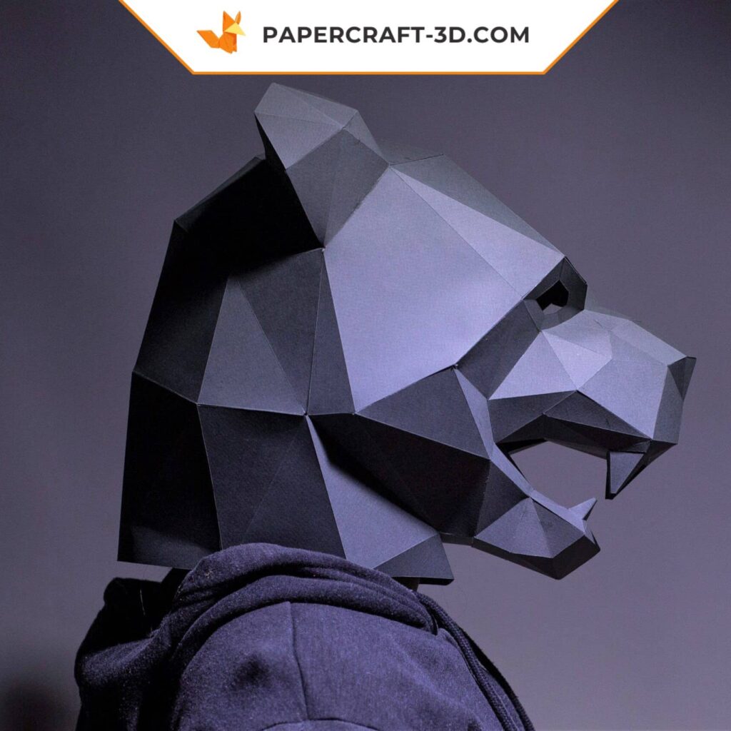 Papercraft de masque Panthère Noire en origami