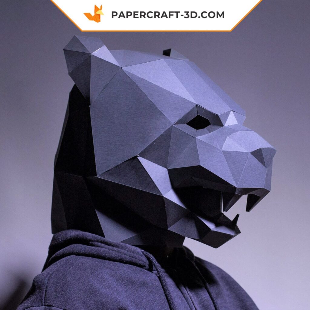 Papercraft de masque Panthère Noire en origami Papercraft de masque Panthère Noire en origami