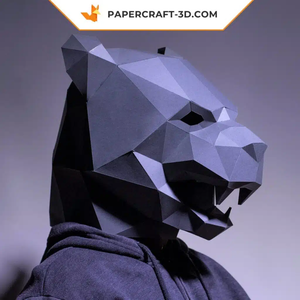Papercraft Origami-Maske Schwarzer Panther