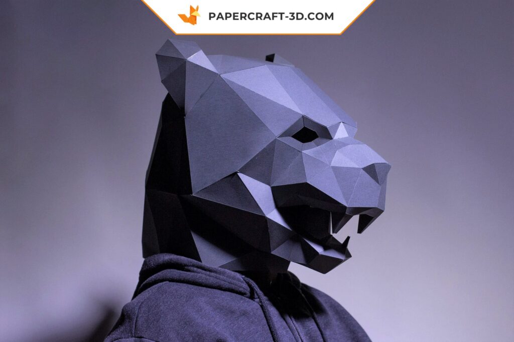 Papercraft de máscara Pantera Negra em origami