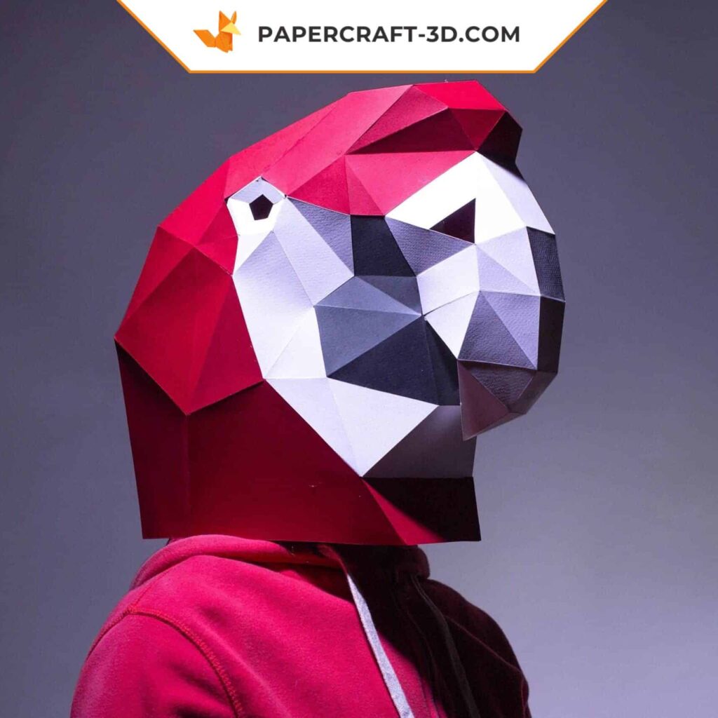 Papercraft masque de perroquet en origami 3D