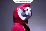 Masque de perroquet en papier 3D, modèle numérique d&rsquo;origami à télécharger, weergave 2