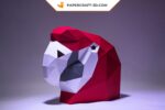 Papercraft parrot mask in 3D origami