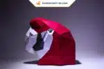 Masque de perroquet en papier 3D, modèle numérique d&rsquo;origami à télécharger, weergave 4