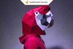 Papercraft parrot mask in 3D origami