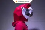 Masque de perroquet en papier 3D, modèle numérique d&rsquo;origami à télécharger