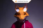 Papercraft di maschera di volpe in origami 3D