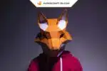 Masque de renard en papier 3D - modèle d&rsquo;origami Papercraft, weergave 2