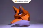 Masque de renard en papier 3D - modèle d&rsquo;origami Papercraft, weergave 4