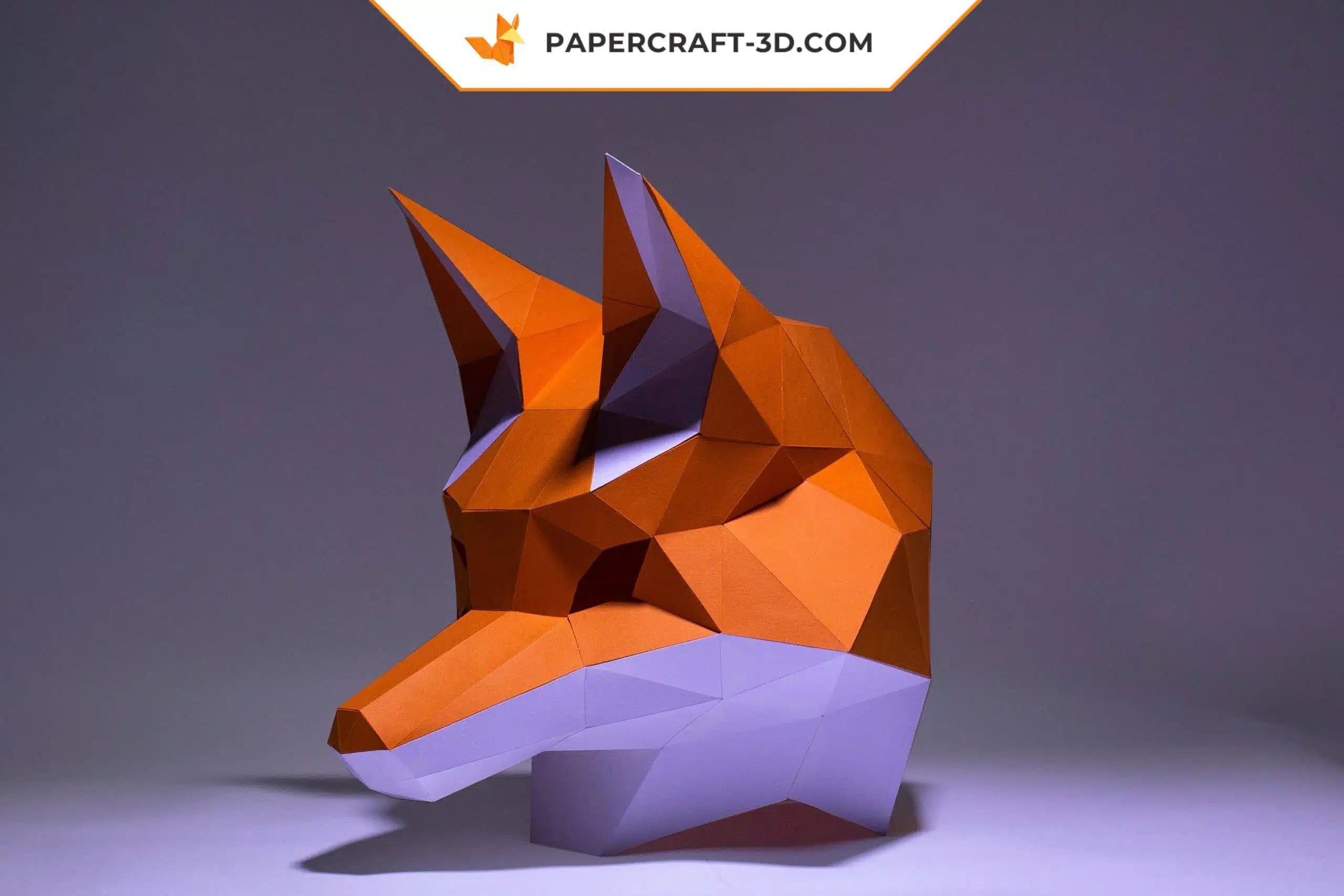 Masque de renard en papier 3D - modèle d&rsquo;origami Papercraft, weergave 4