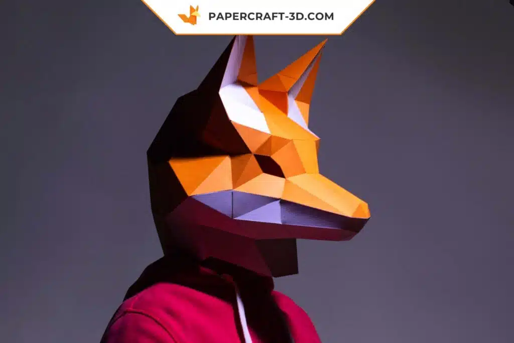 Masque de renard en papier 3D - modèle d&rsquo;origami Papercraft