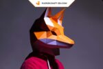 Papercraft di maschera di volpe in origami 3D