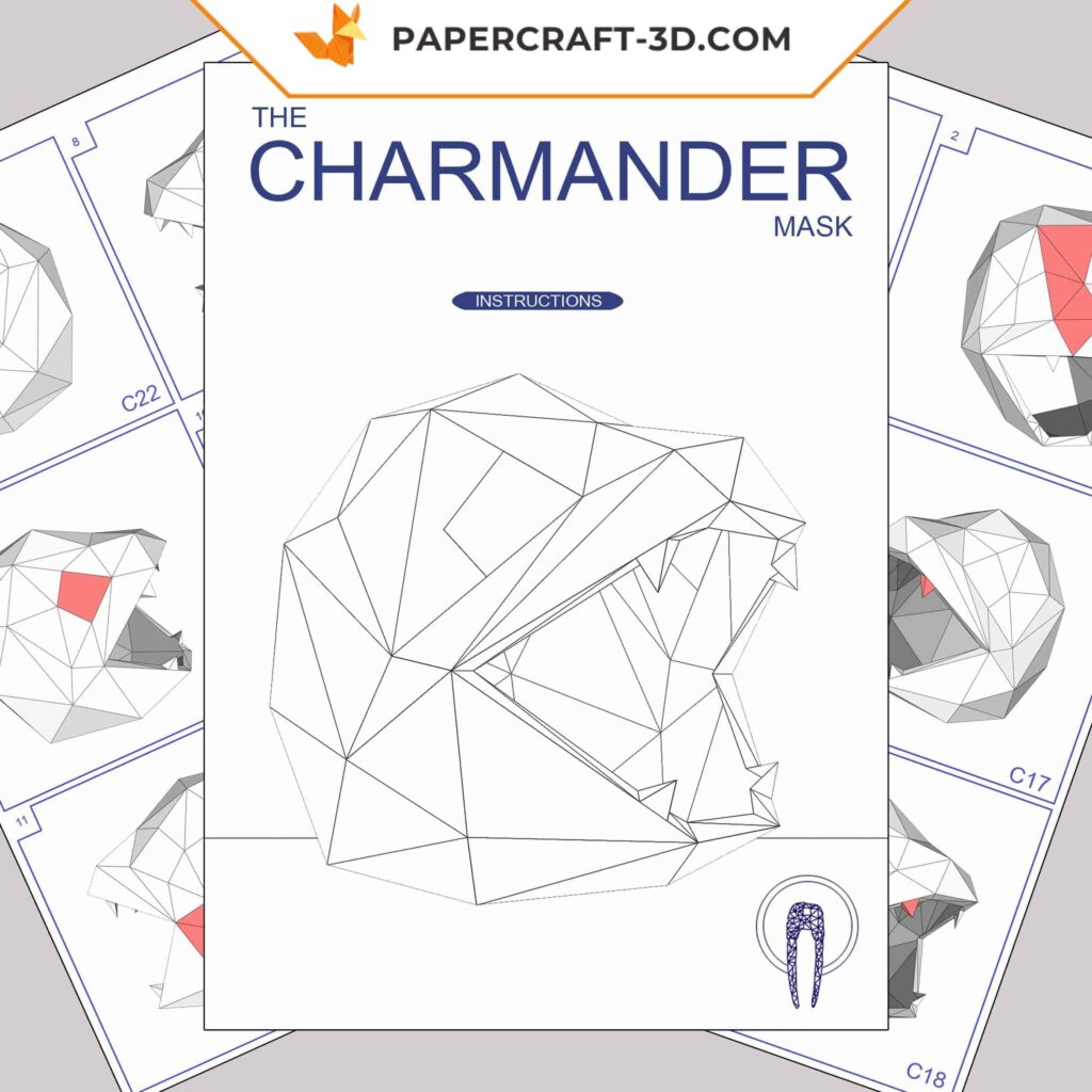 Papercraft masque Salamèche en origami