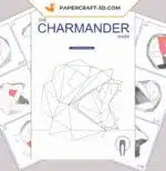 Masque Salamèche en papier 3D origami Papercraft Pokemon, weergave 2