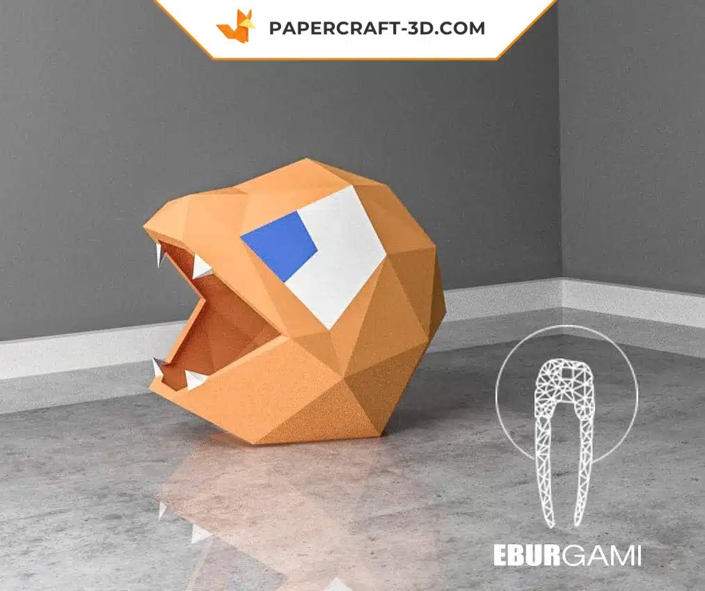 Masque Salamèche en papier 3D origami Papercraft Pokemon, weergave 4