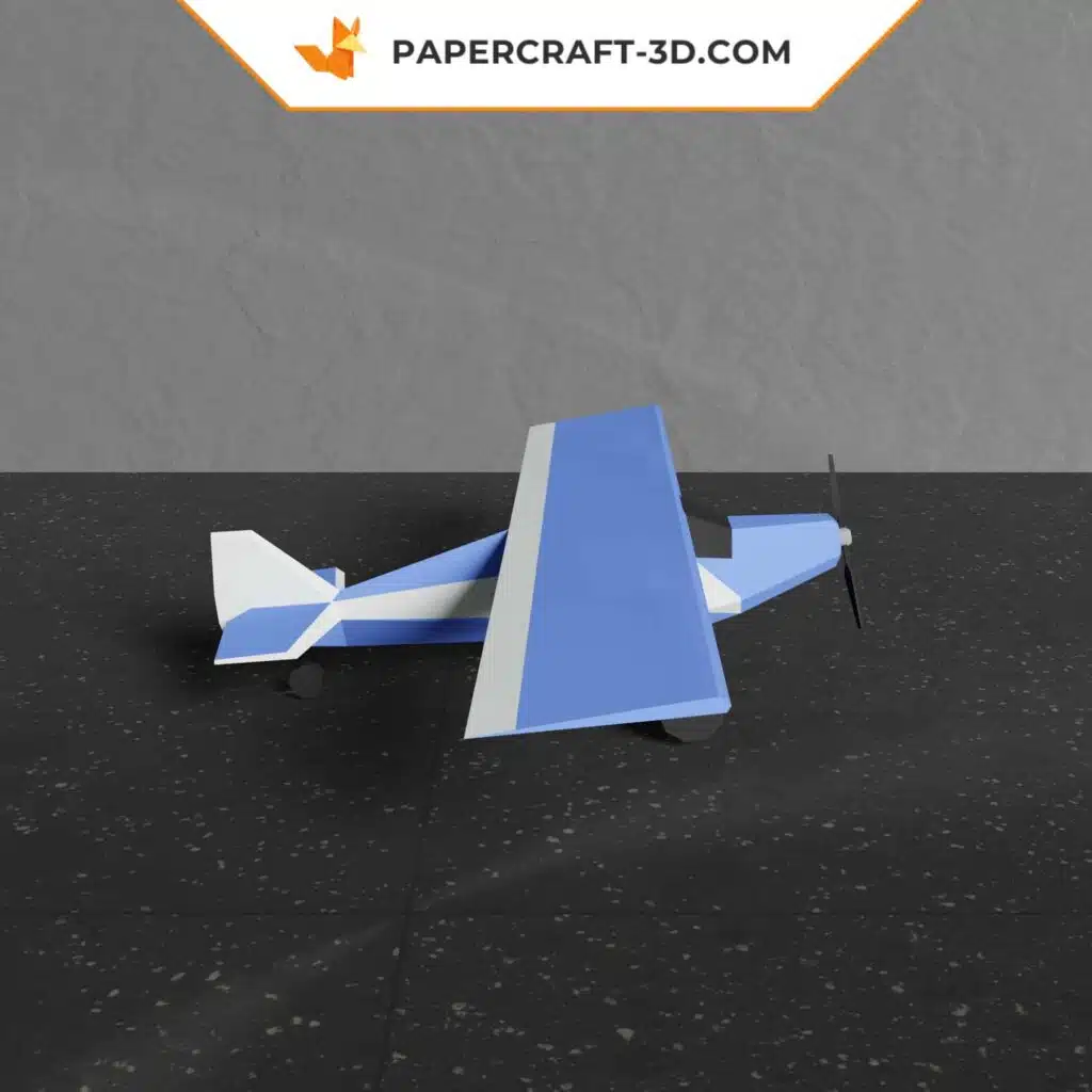 Modèle de papercraft d&rsquo;avion à train classique 3D en formats SVG, DXF, PDF, weergave 2