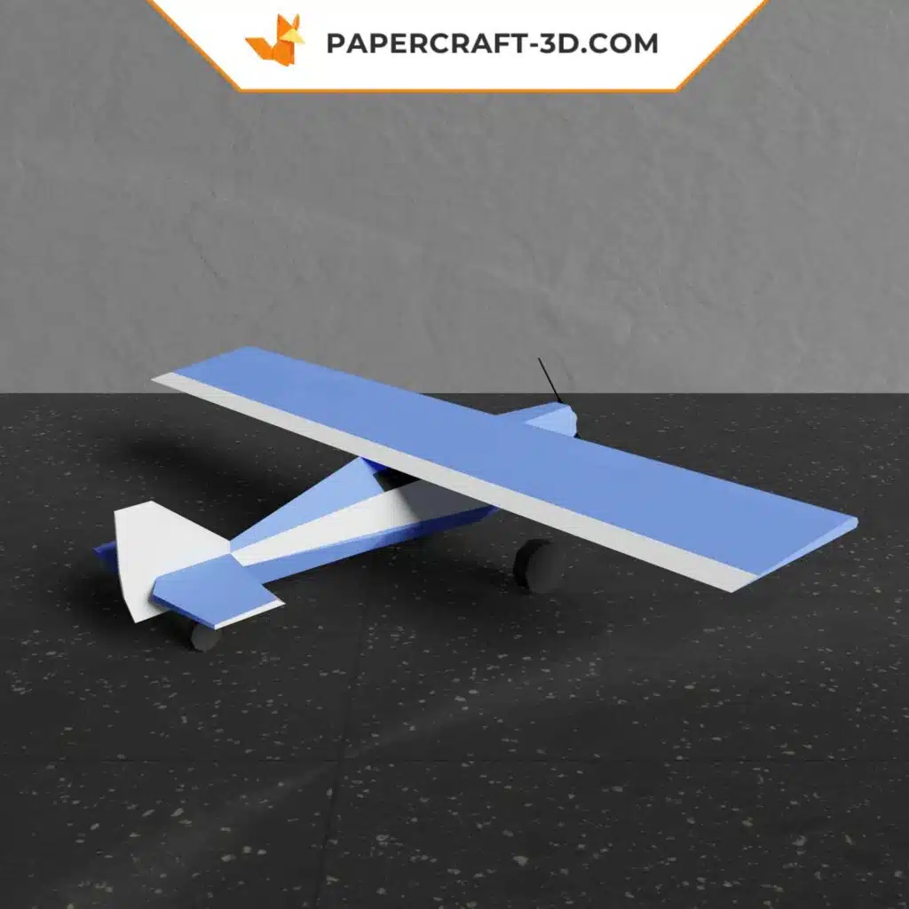 Modèle de papercraft d&rsquo;avion à train classique 3D en formats SVG, DXF, PDF, weergave 3