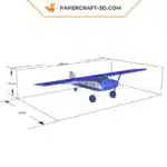 Modèle de papercraft d&rsquo;avion à train classique 3D en formats SVG, DXF, PDF, weergave 6