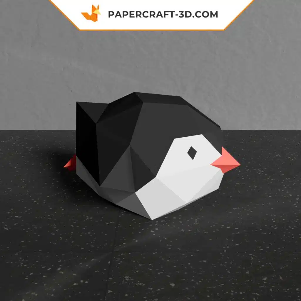 3D origami papercraft sliding baby penguin