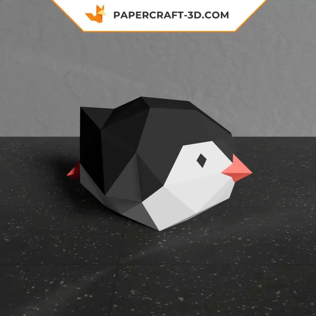 Papercraft Baby-Pinguin rutschend in 3D-Origami