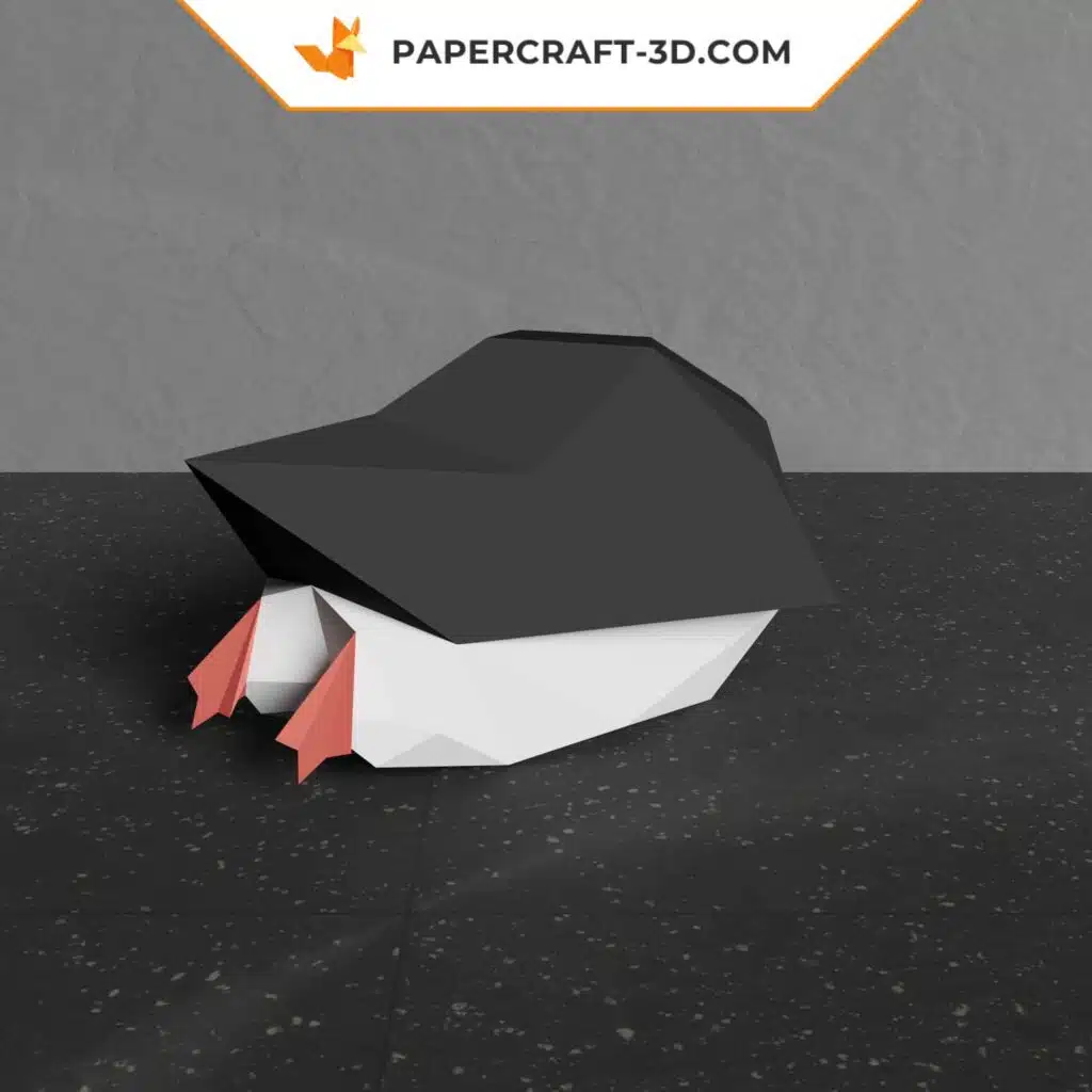 Modèle de papercraft Pingouin Glissant en origami papier 3D, weergave 3