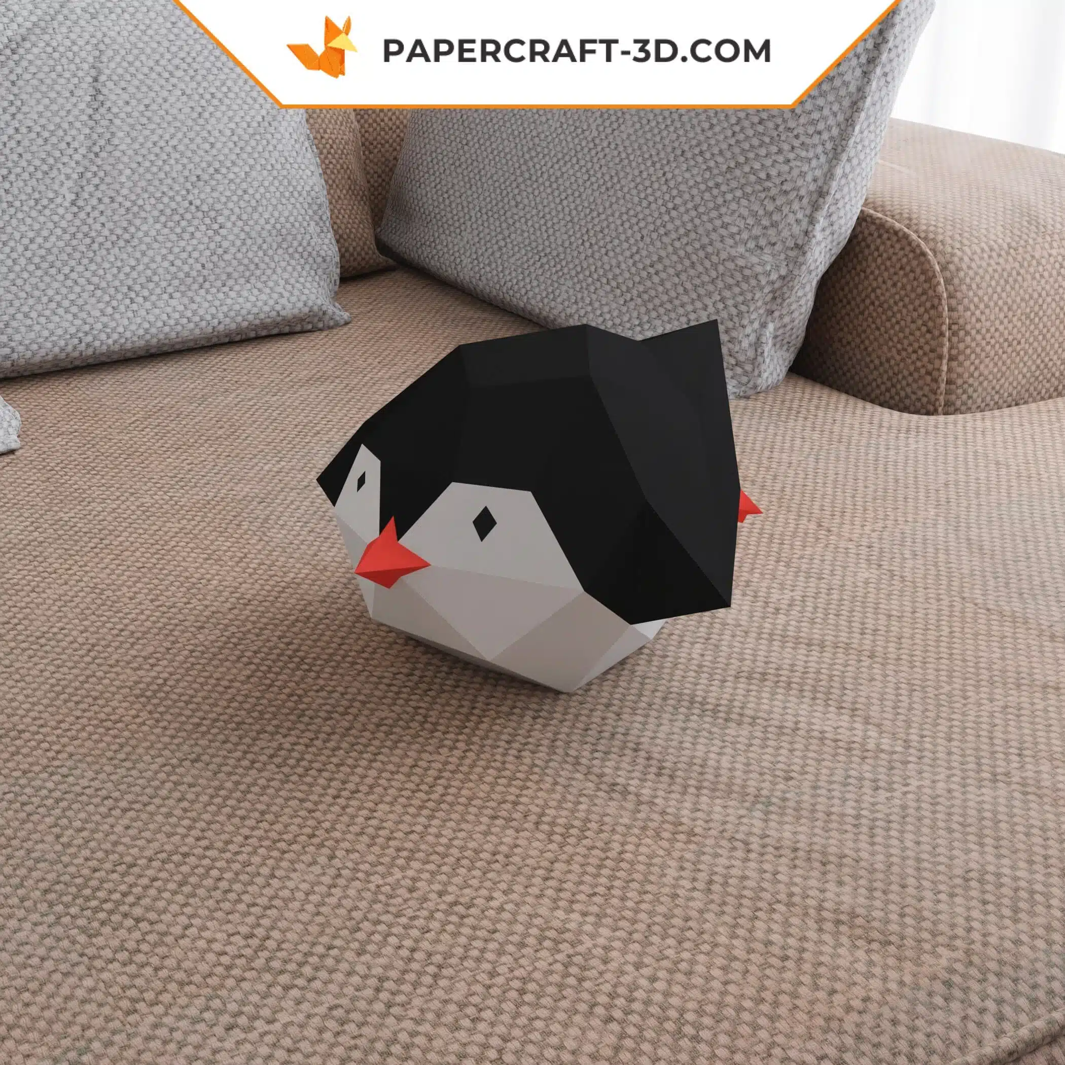 Modèle de papercraft Pingouin Glissant en origami papier 3D, weergave 6