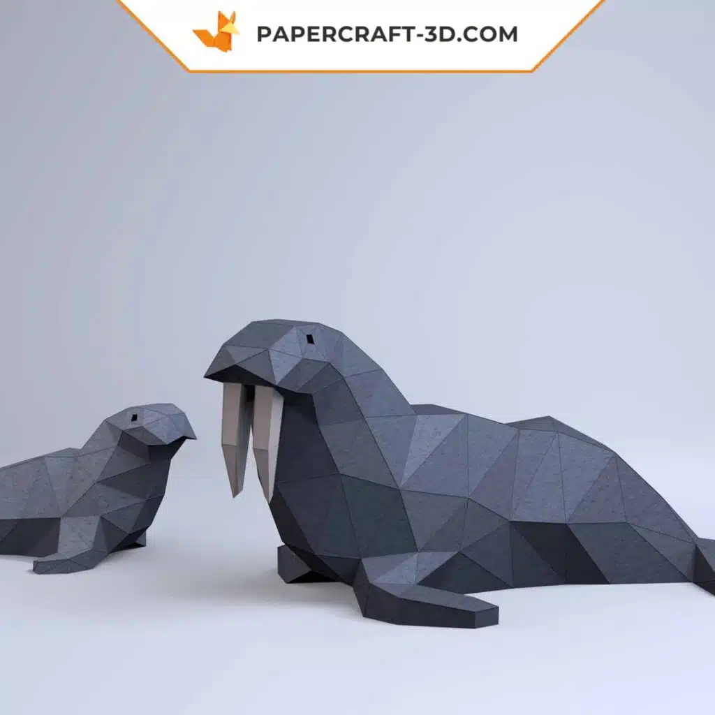 Papercraft de morses en origami 3D