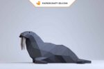Papercraft of walruses in 3D origami