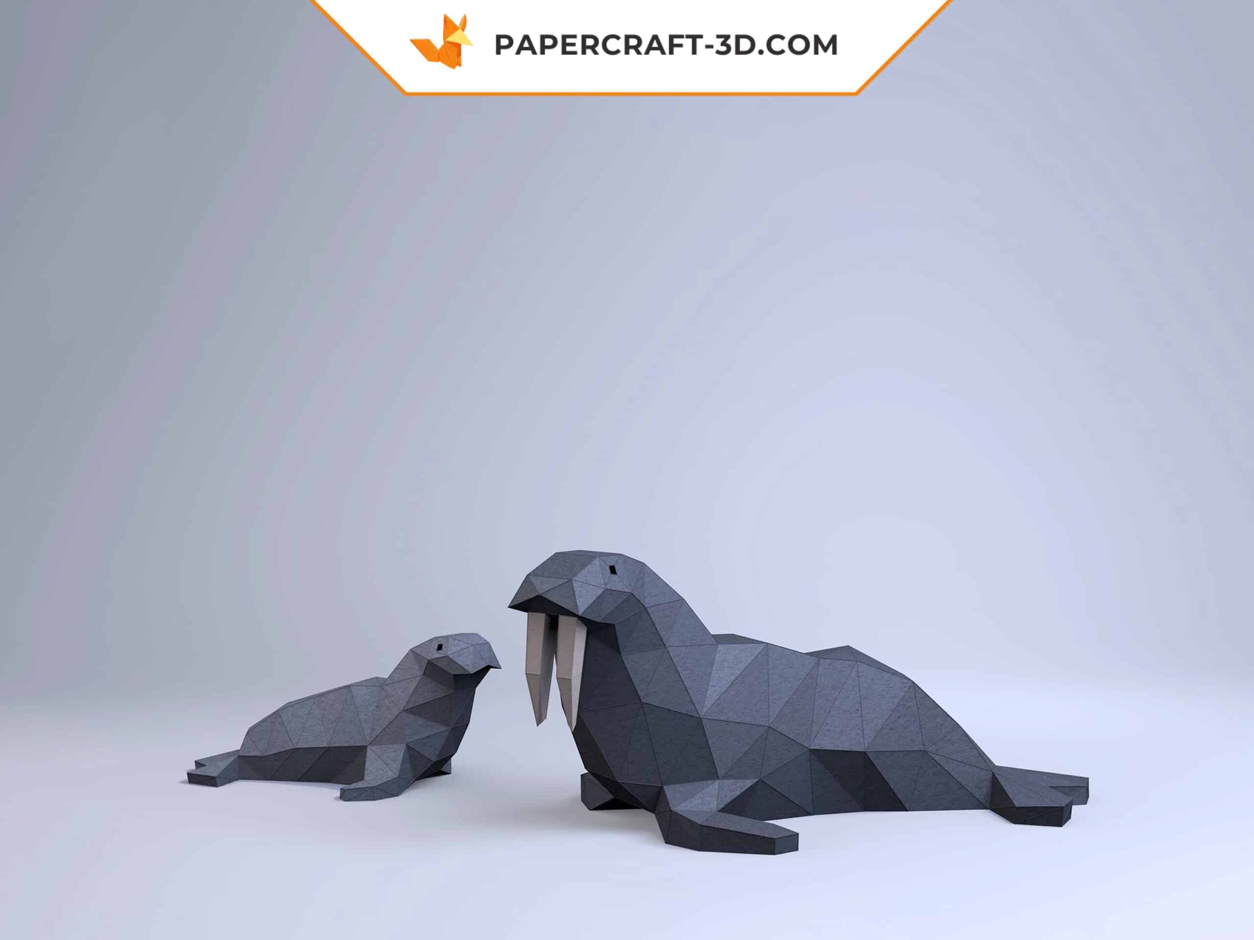 Papercraft of walruses in 3D origami Papercraft of walruses in 3D origami