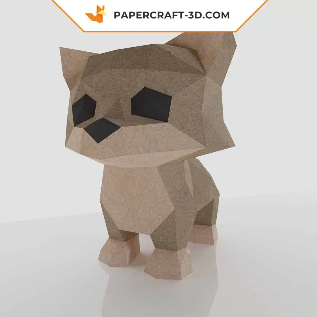 Modèle Papercraft de chaton en origami papier 3D, weergave 2