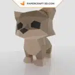 Modèle Papercraft de chaton en origami papier 3D, weergave 2