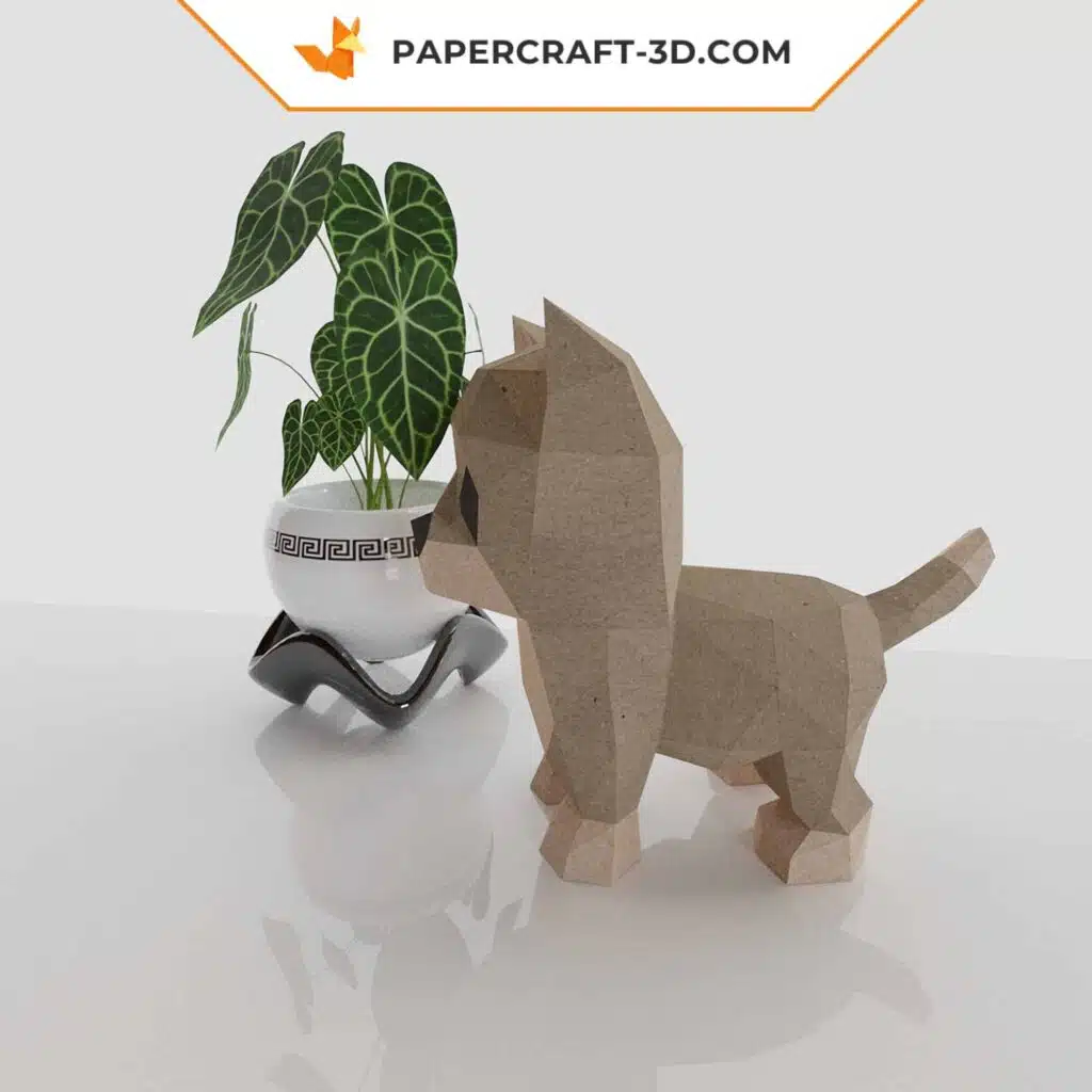 Modèle Papercraft de chaton en origami papier 3D, weergave 3